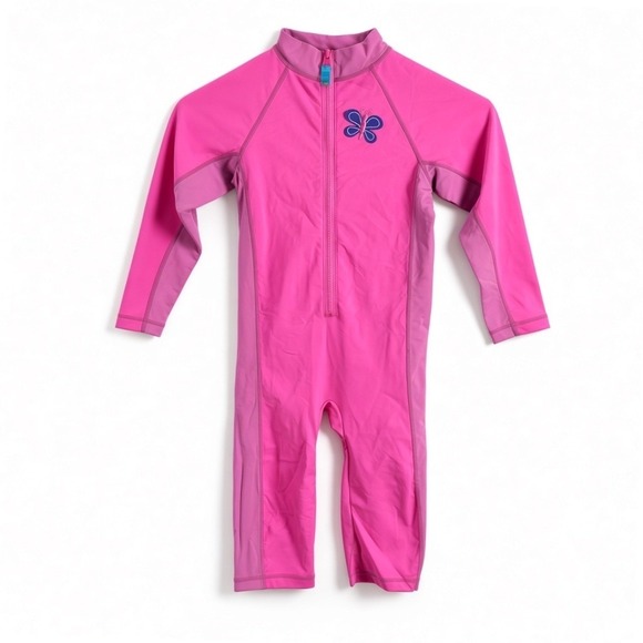 One Step Ahead Other - One Step Ahead Sun Smarties Girls Pink Butterfly Rash Guard Swim Suit Size 5/6